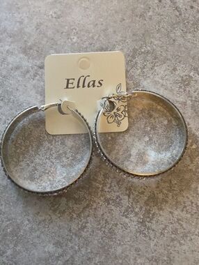 Ella Silver Faceted Hoop Earrings
